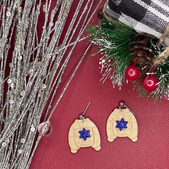 Christmas Snowflake Ugly Sweater Earrings w/ Gift Box - Picture 2 of 3